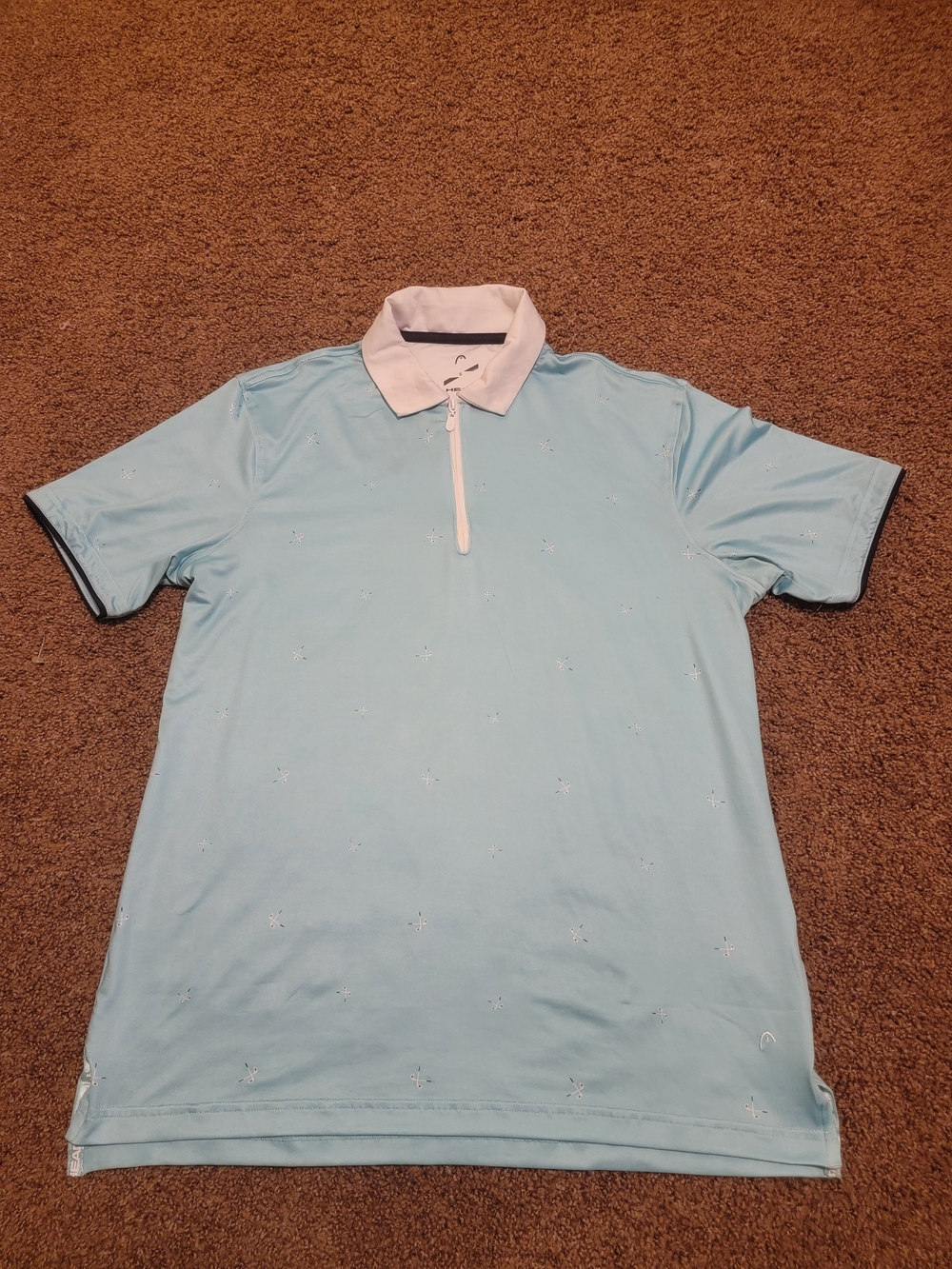 Head Golf-Men's Light Blue Polo with White Contrast Collar sz S